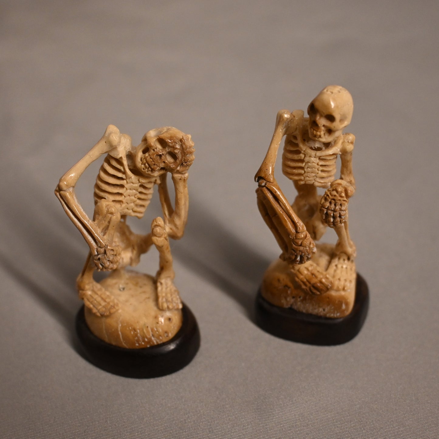 Carved Bone Skeletons Pair Sitting 2