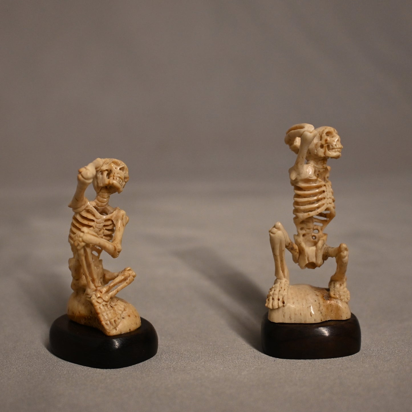 Carved Bone Skeleton Statues Scratching