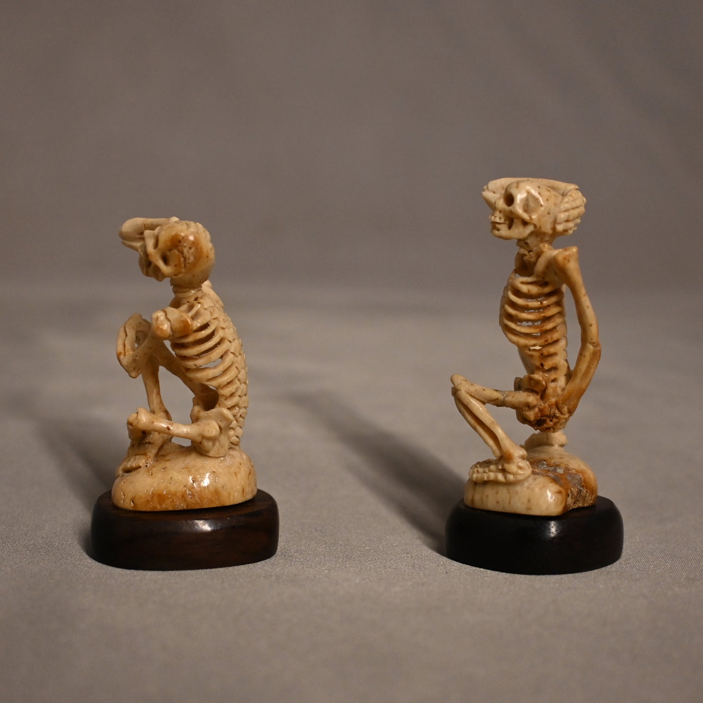 Carved Bone Skeleton Statues Scratching