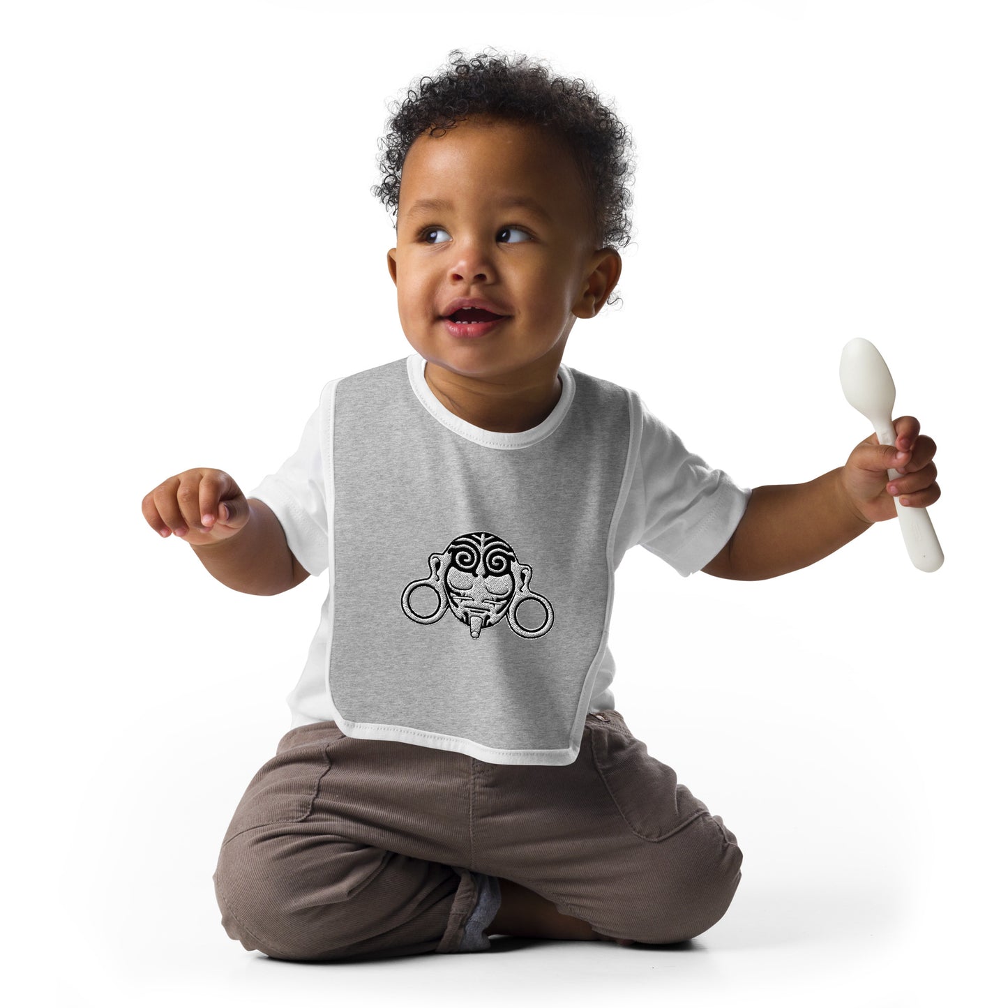 Stay Calm Embroidered Baby Bib