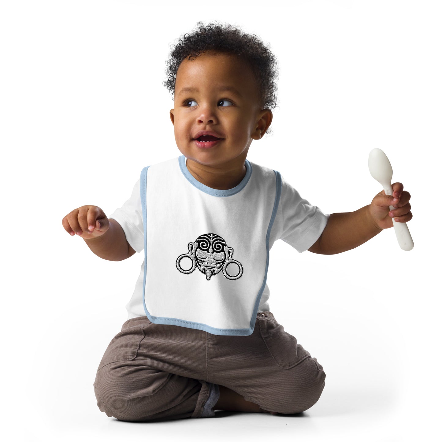 Stay Calm Embroidered Baby Bib