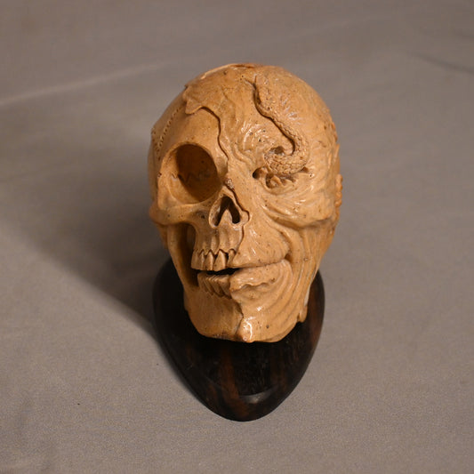 Bone Carved Skull with Snake
